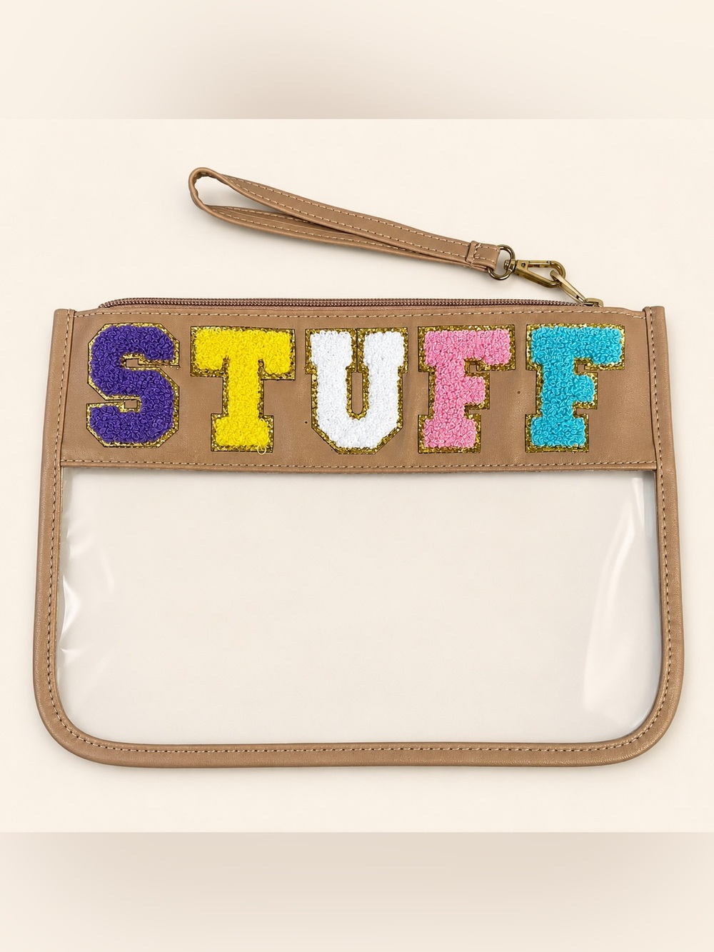STUFF Multi-Color Letter Wristlet Pouch - Tan
